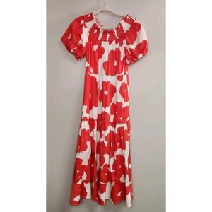 Crosby Mollie Burch Orange And White Gen Maxi Dress Poppy W/pockets Preppy *Read
